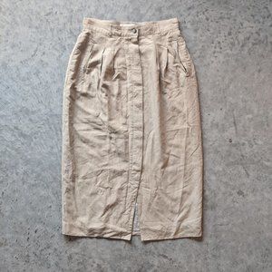 SOLD Vintage Liz Claiborne Midi Silk Beige Skirt